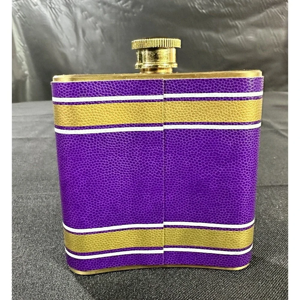 Crown Royal Flask Purple & Gold Collectors 6oz Stainless Steel Casual Business